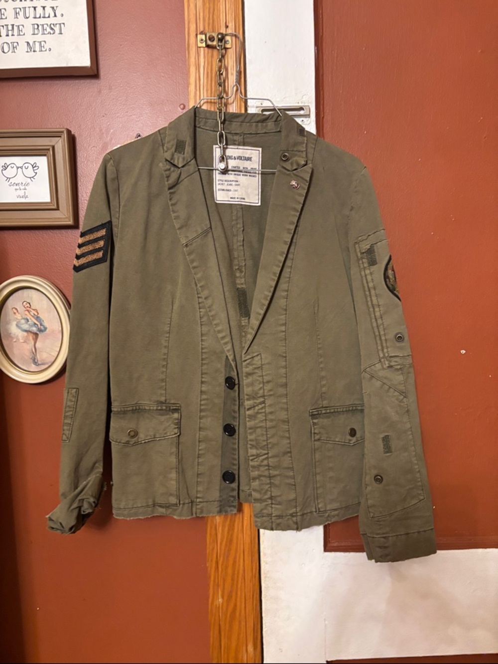 Zadig & Voltaire Olive Green Military-Inspired Blazer